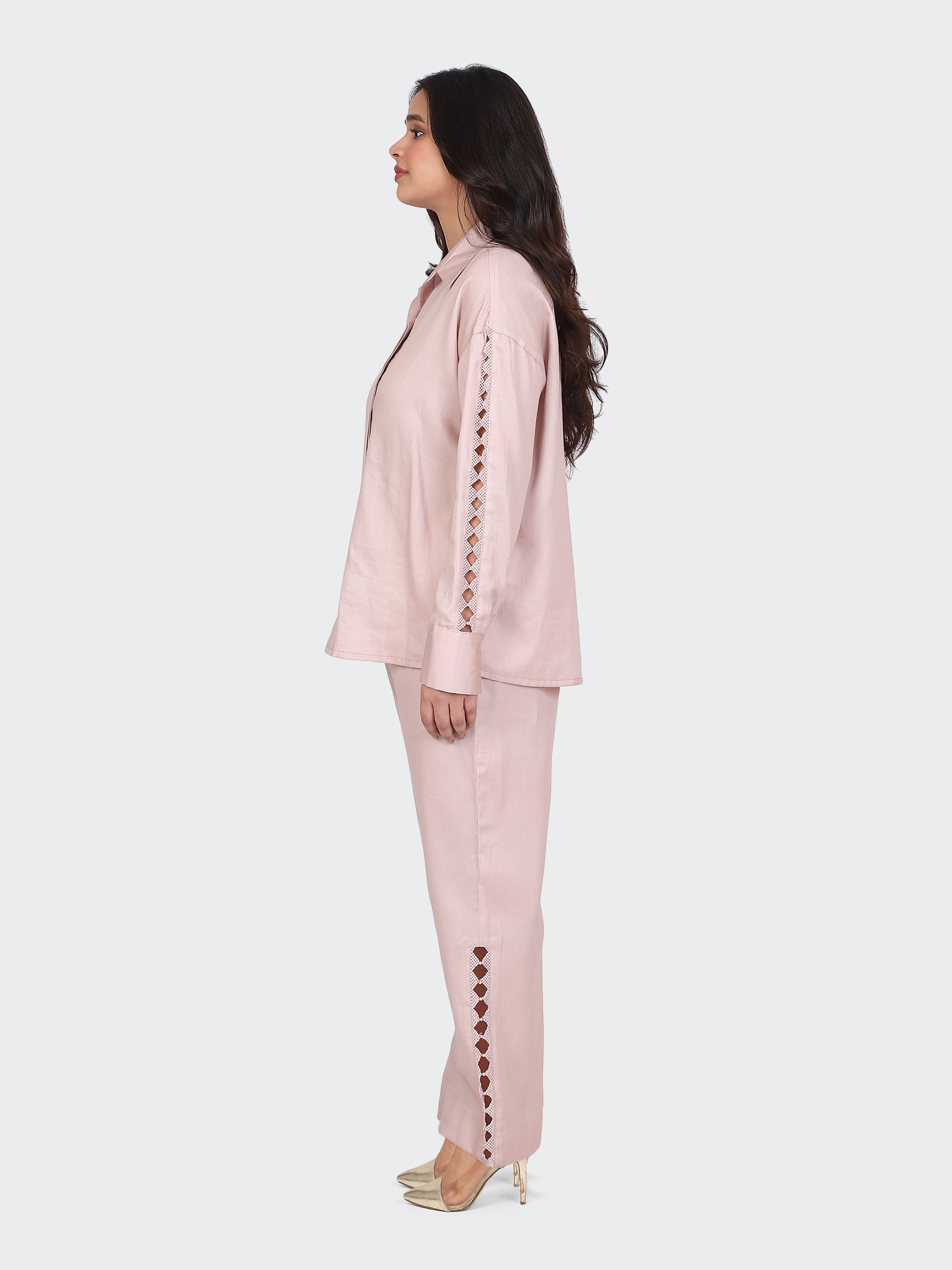 FINE COTTON COMFORTABLE CO-ORD SET-DUSTY ROSE.