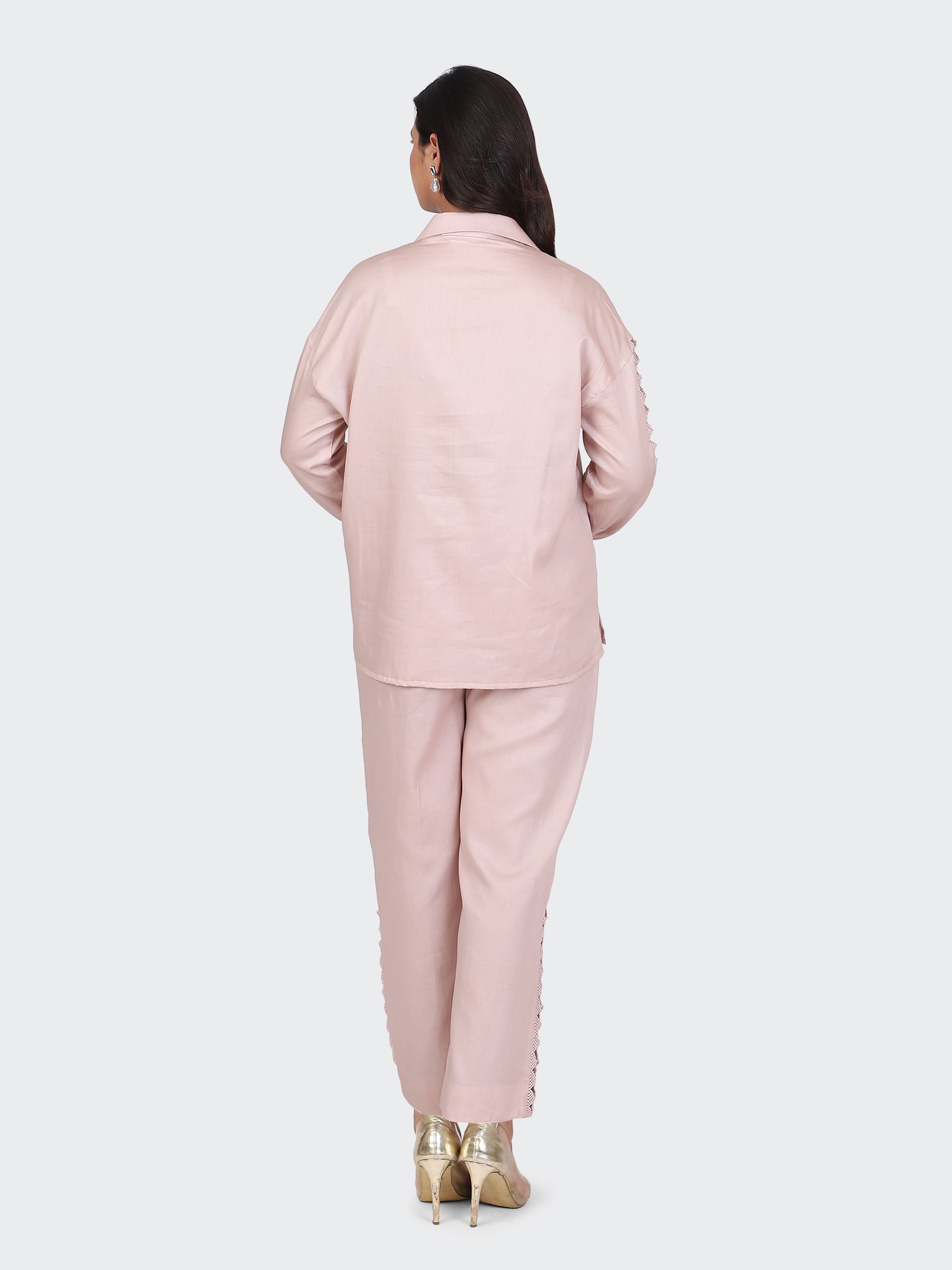FINE COTTON COMFORTABLE CO-ORD SET-DUSTY ROSE.