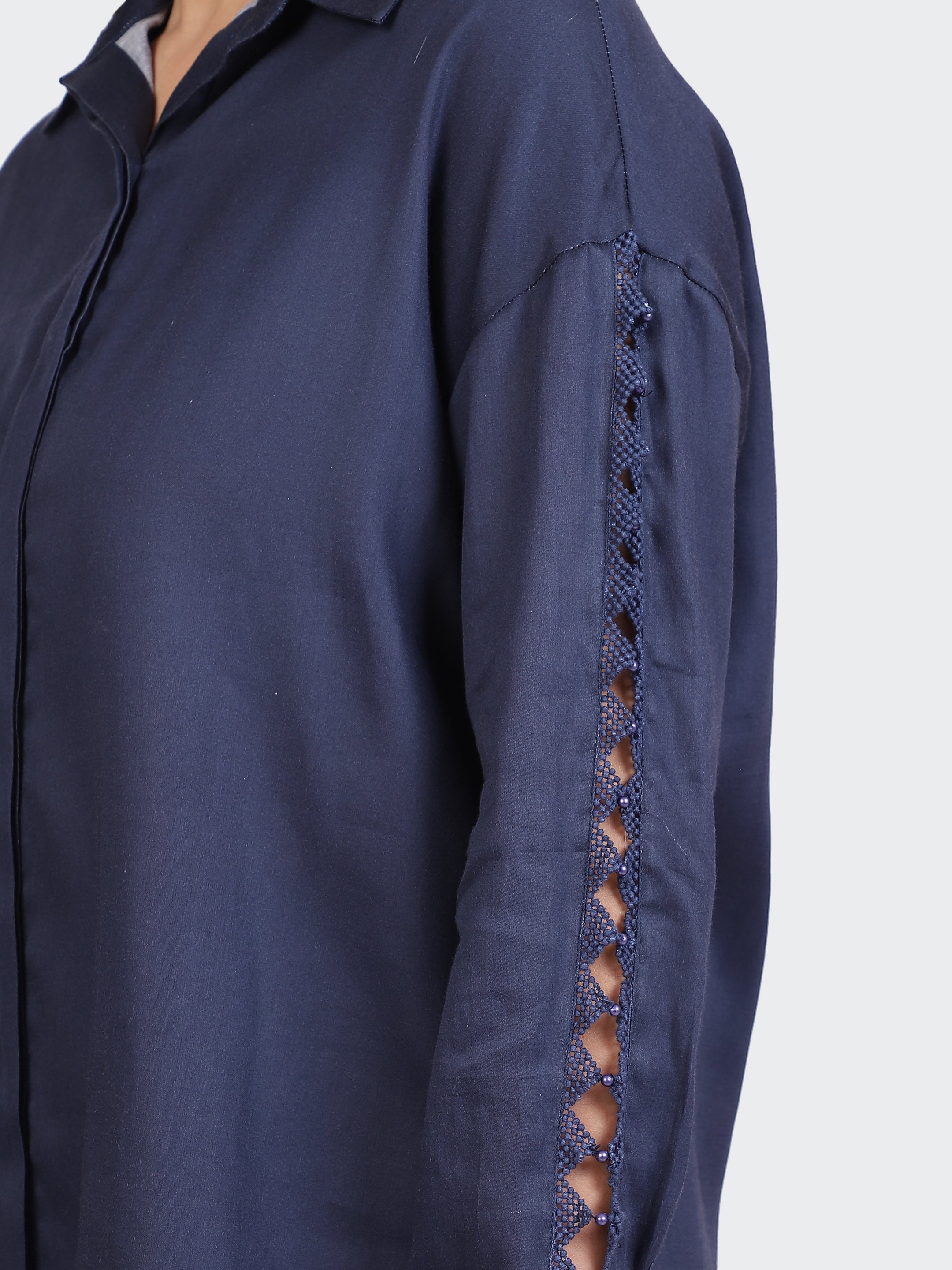 FINE COTTON COMFORTABLE CO-ORD SET-NAVY.