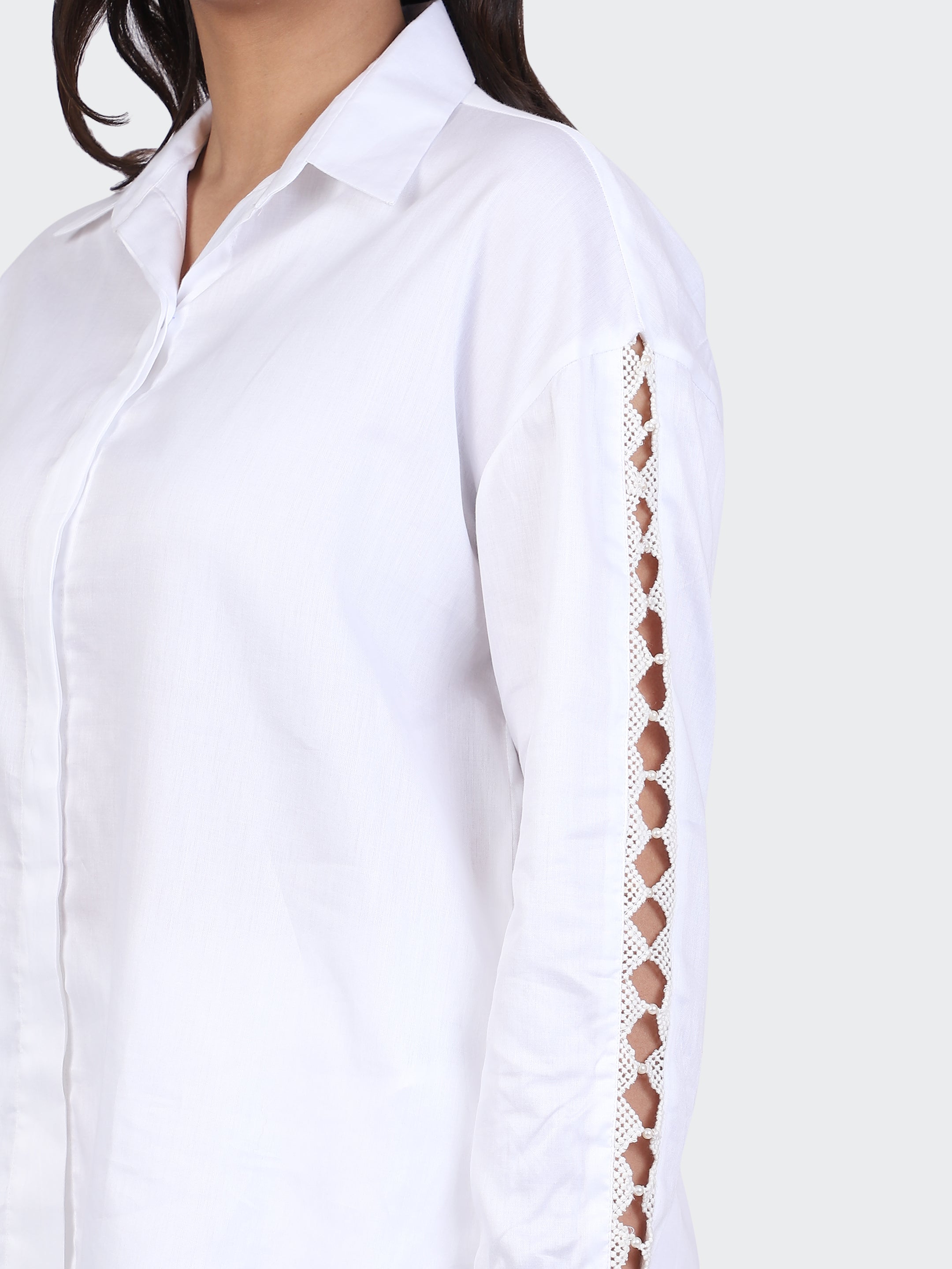 FINE COTTON COMFORTABLE CO-ORD SET-WHITE.