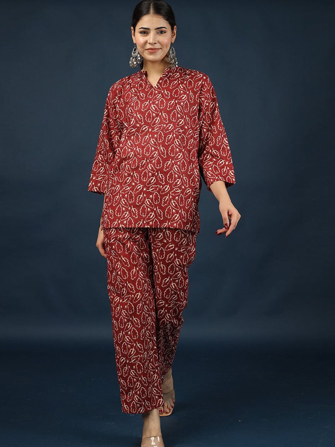 FLORAL PRINTED PURE COTTON TOP WITH TROUSERS