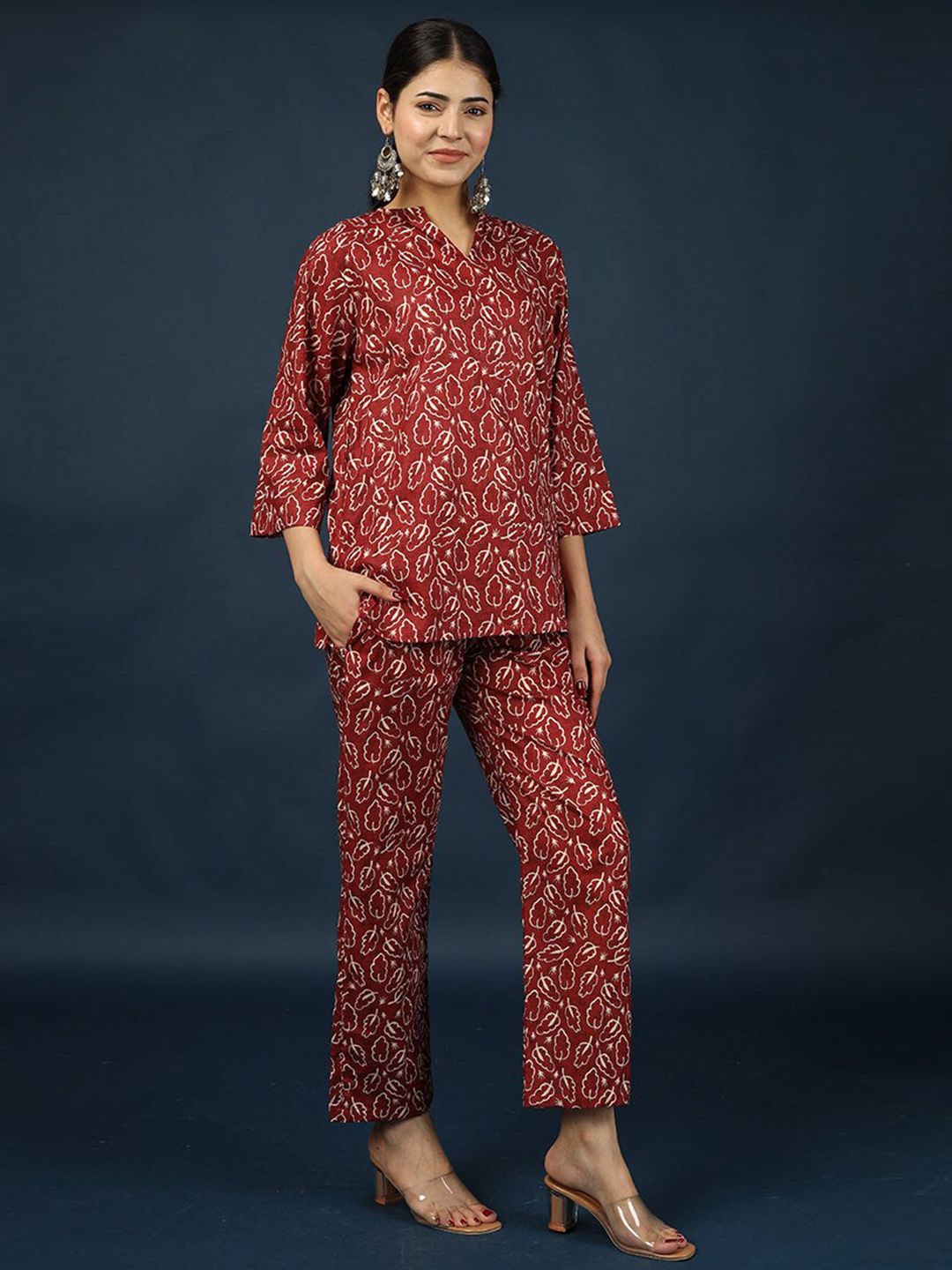 FLORAL PRINTED PURE COTTON TOP WITH TROUSERS