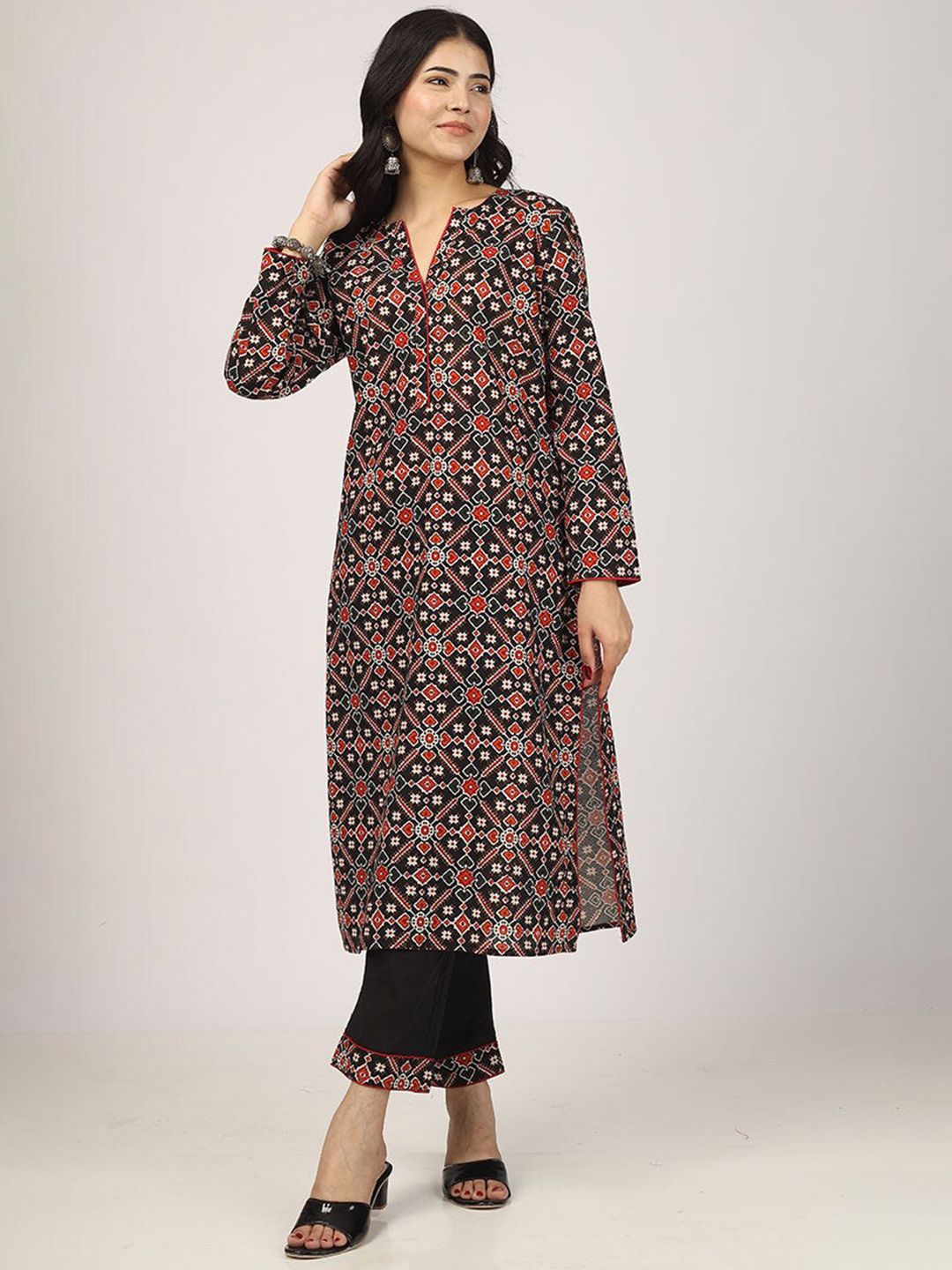 ETHNIC MOTIFS PRINTED PURE COTTON KURTA WITH TROUSER