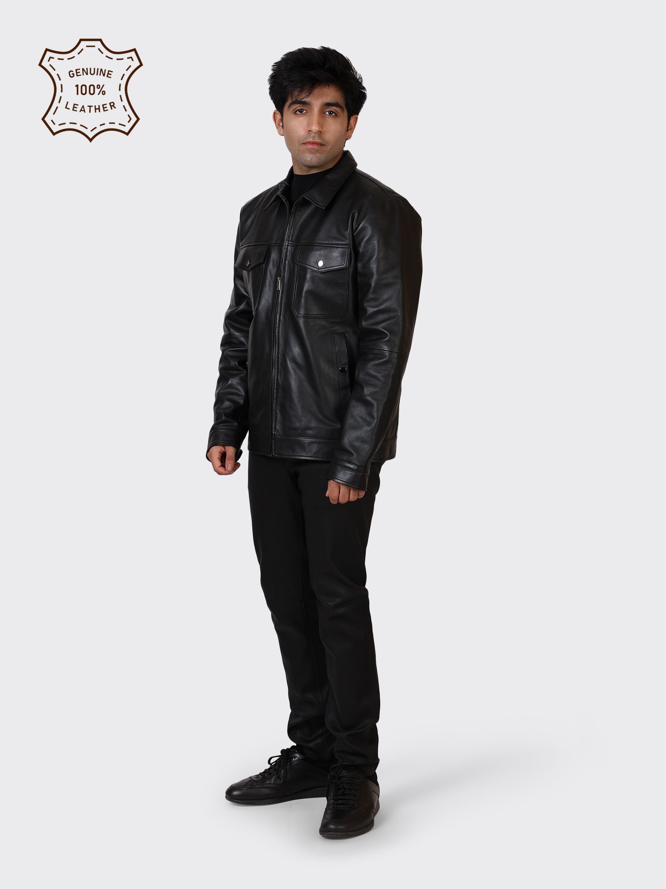 MENS LEATHER JACKET-BLACK