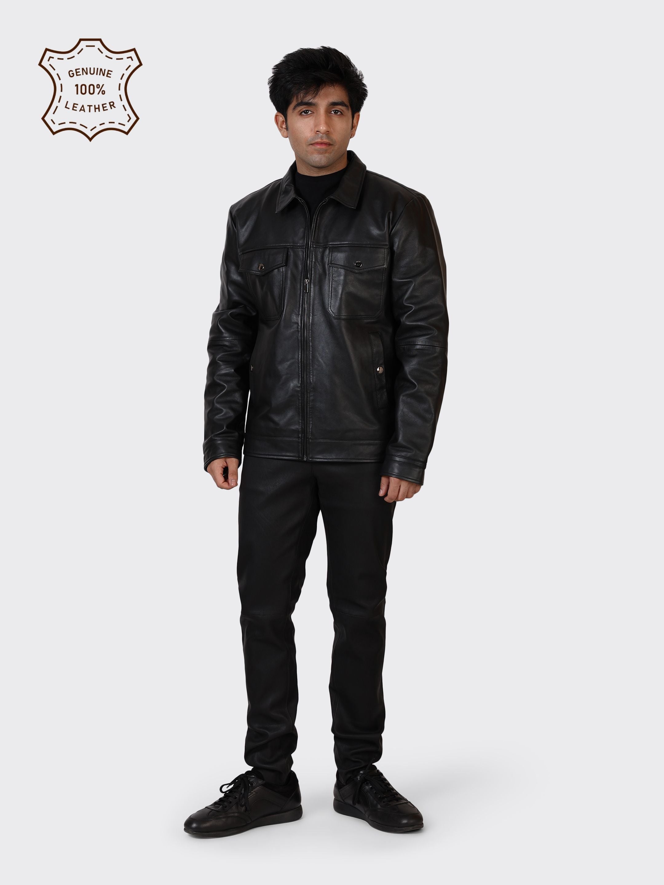 MENS LEATHER JACKET-BLACK